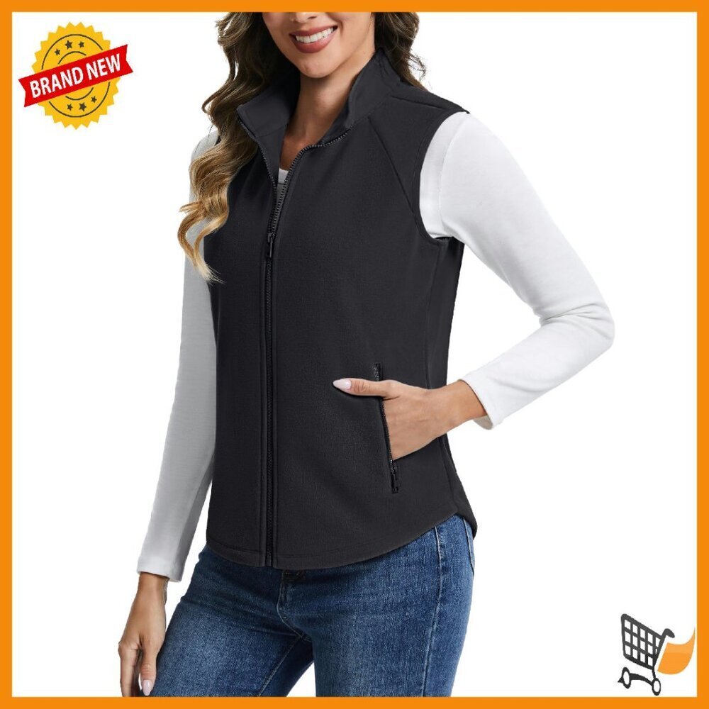 Women's Fleece Vest Sleeveless Zip Up Jacket with Pockets Warm Winter